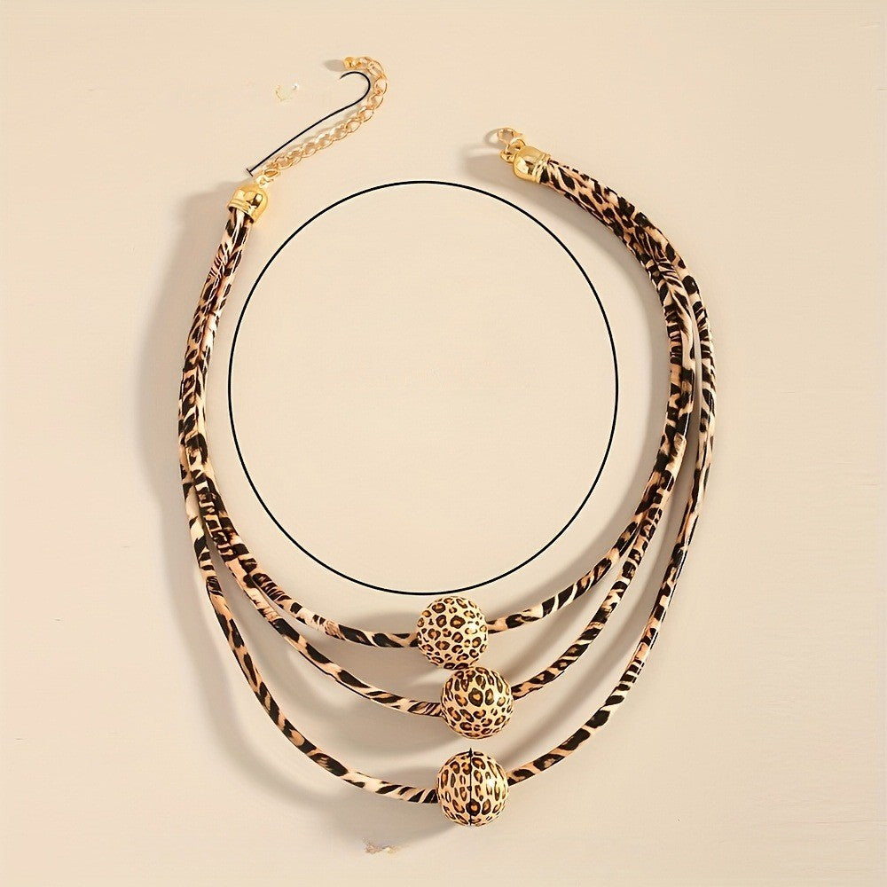 Leopard Print Layered Necklace