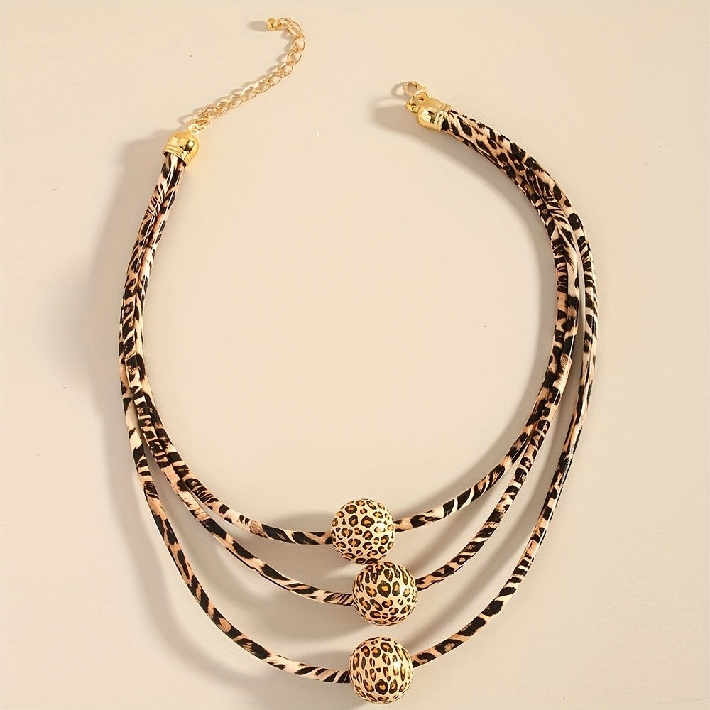 Leopard Print Layered Necklace