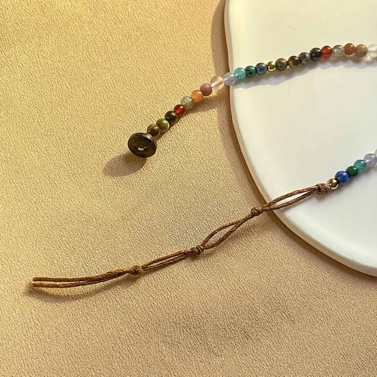 Multicolor Crystal & White Bar Layered Necklace