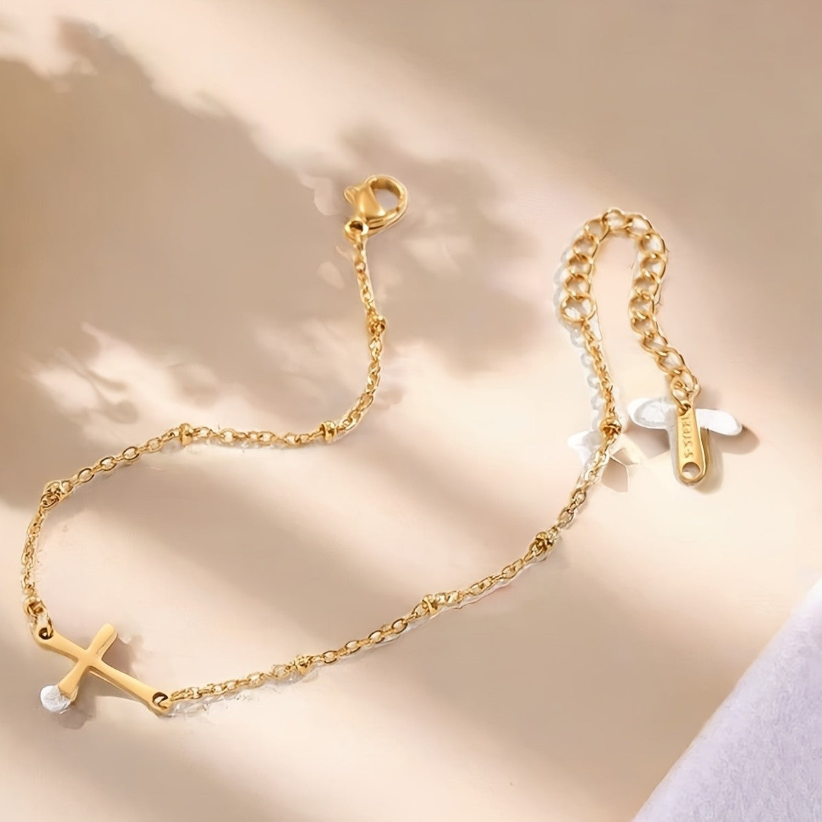 Sideways Cross Anklet