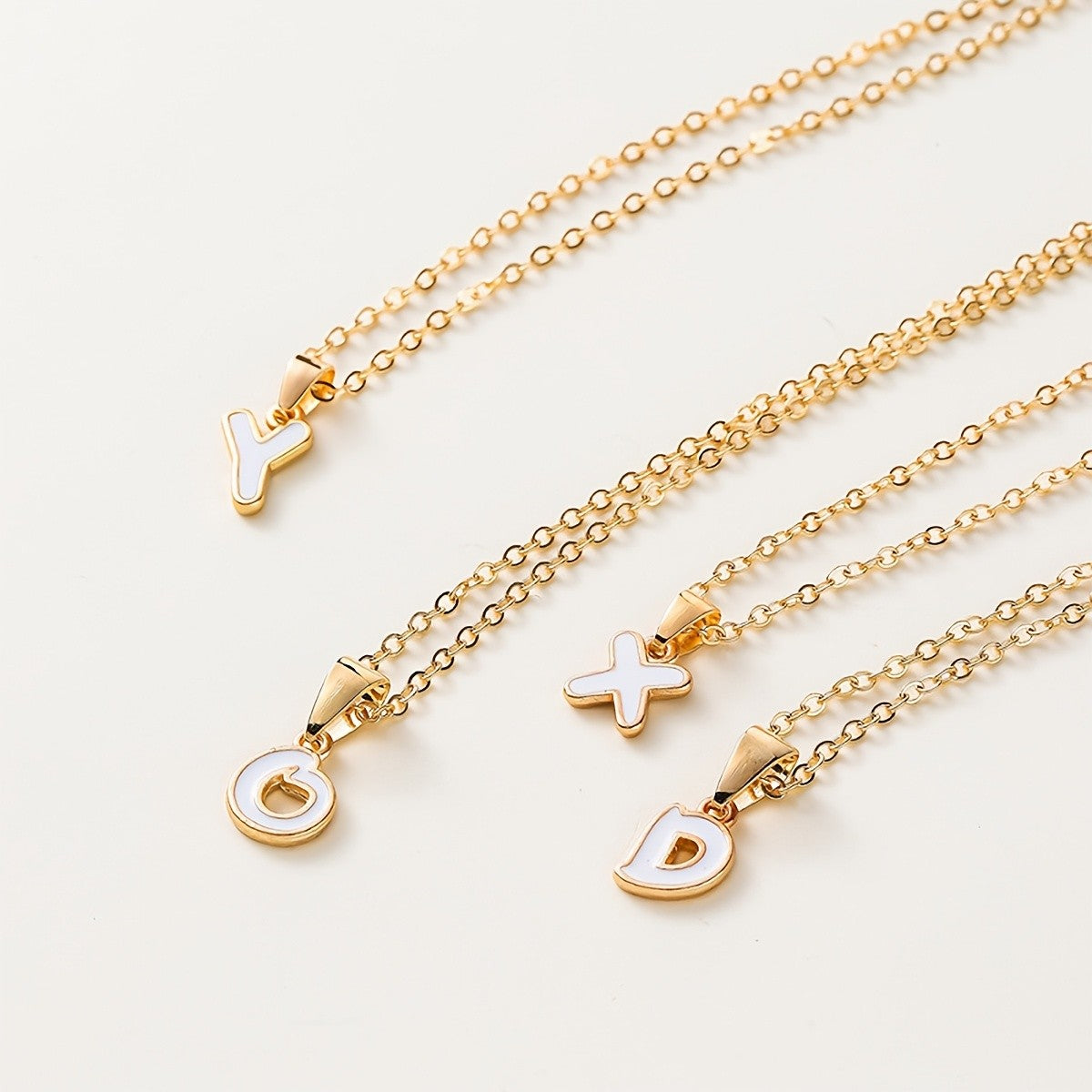 White Enamel Initial Necklace