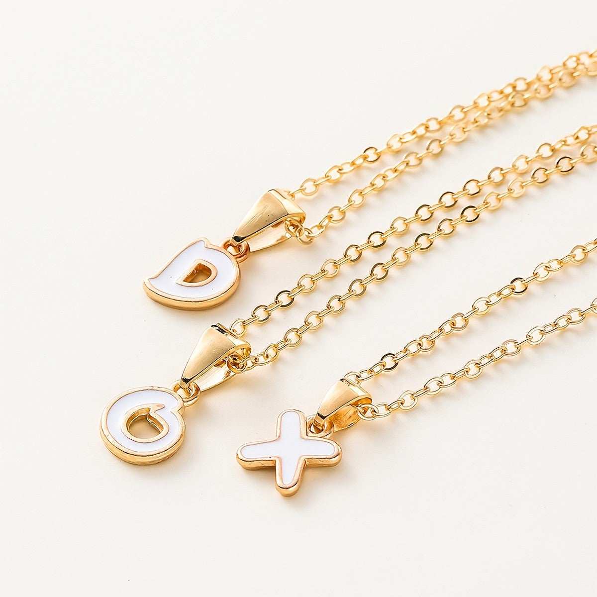 White Enamel Initial Necklace