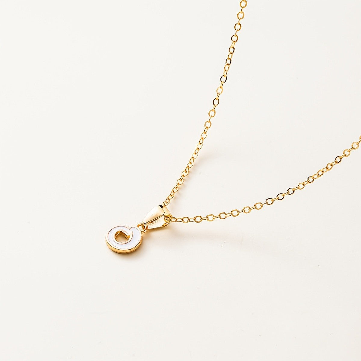 White Enamel Initial Necklace