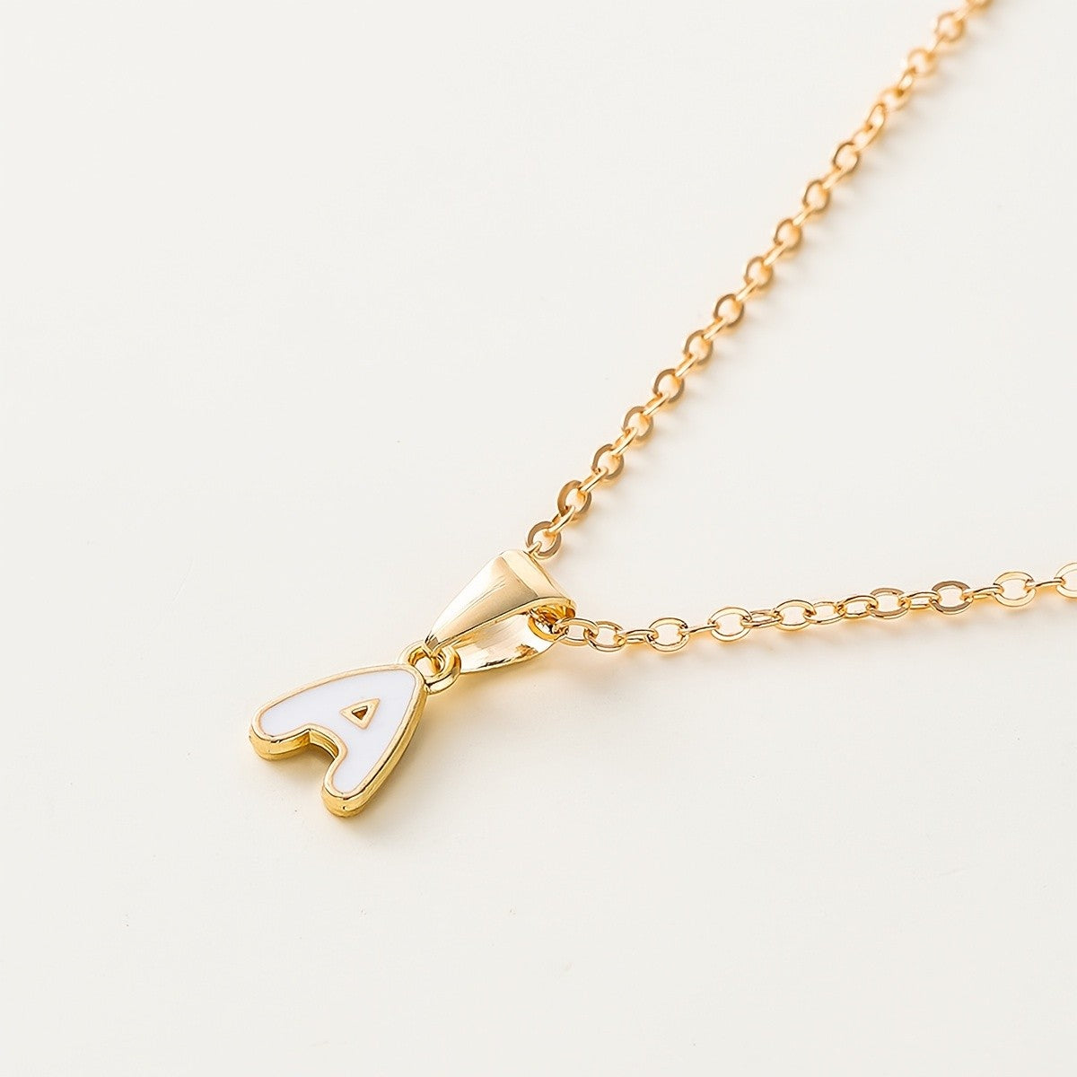 White Enamel Initial Necklace