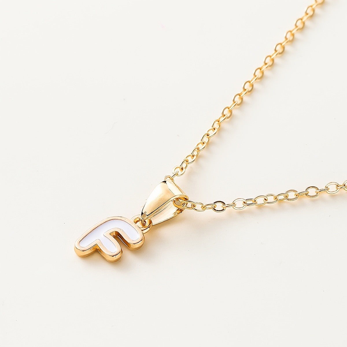 White Enamel Initial Necklace