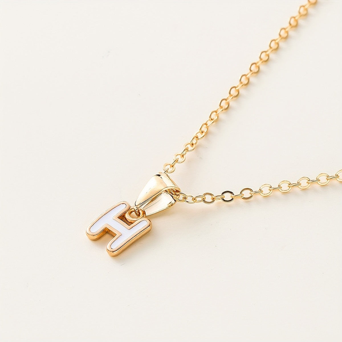 White Enamel Initial Necklace