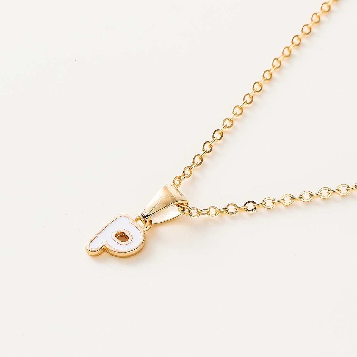 White Enamel Initial Necklace