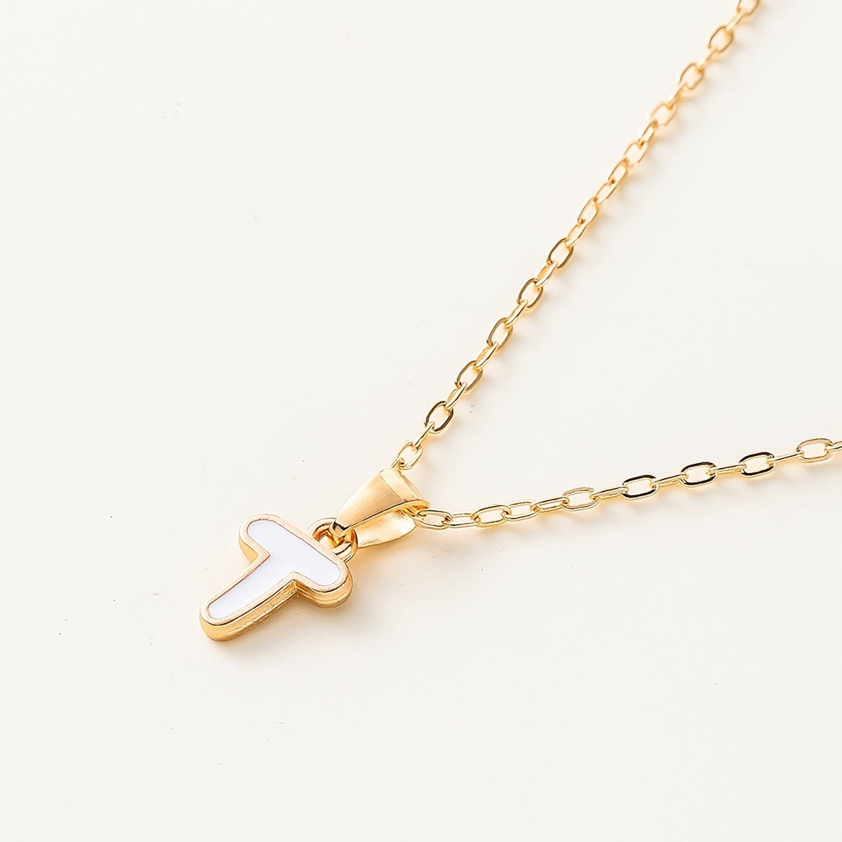 White Enamel Initial Necklace