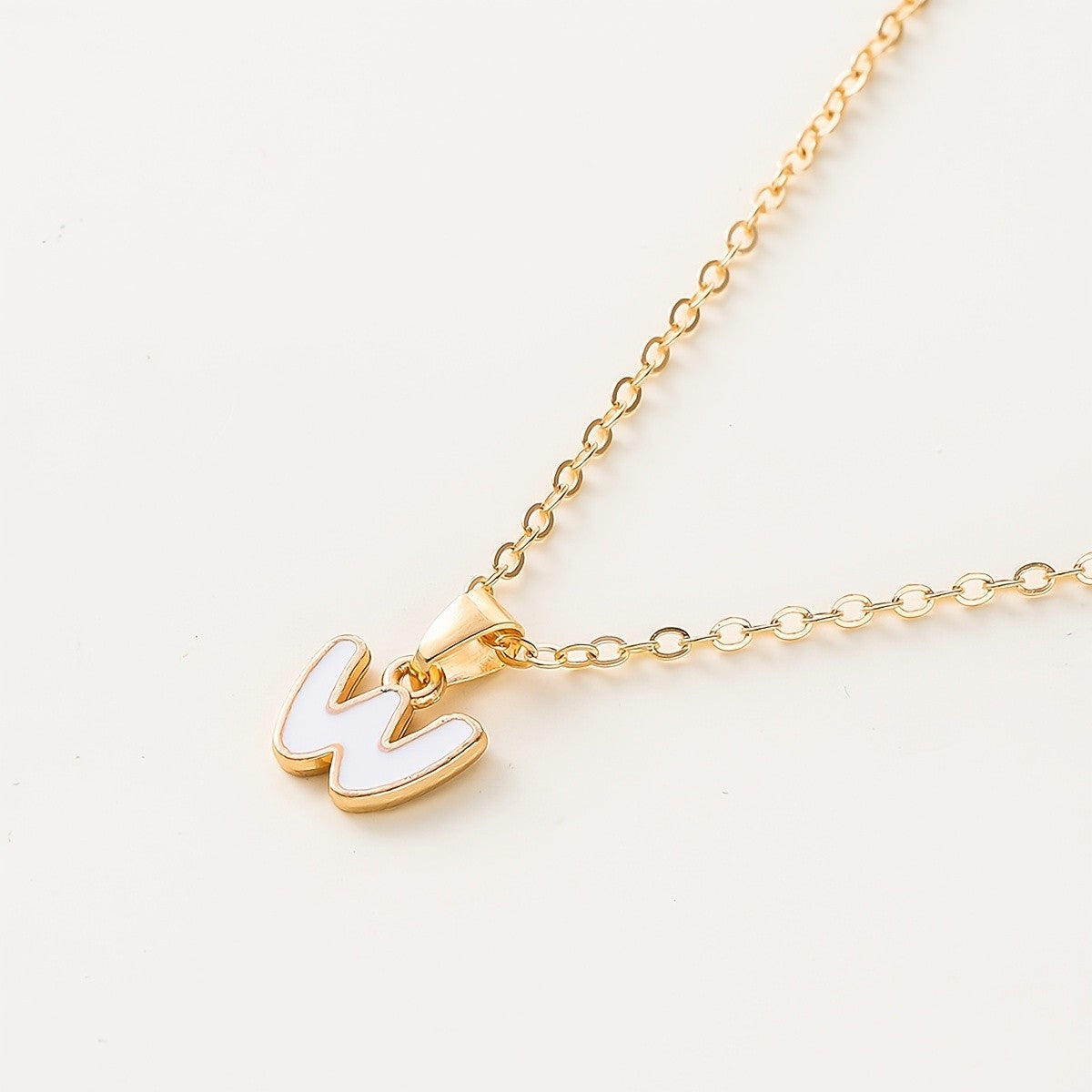 White Enamel Initial Necklace