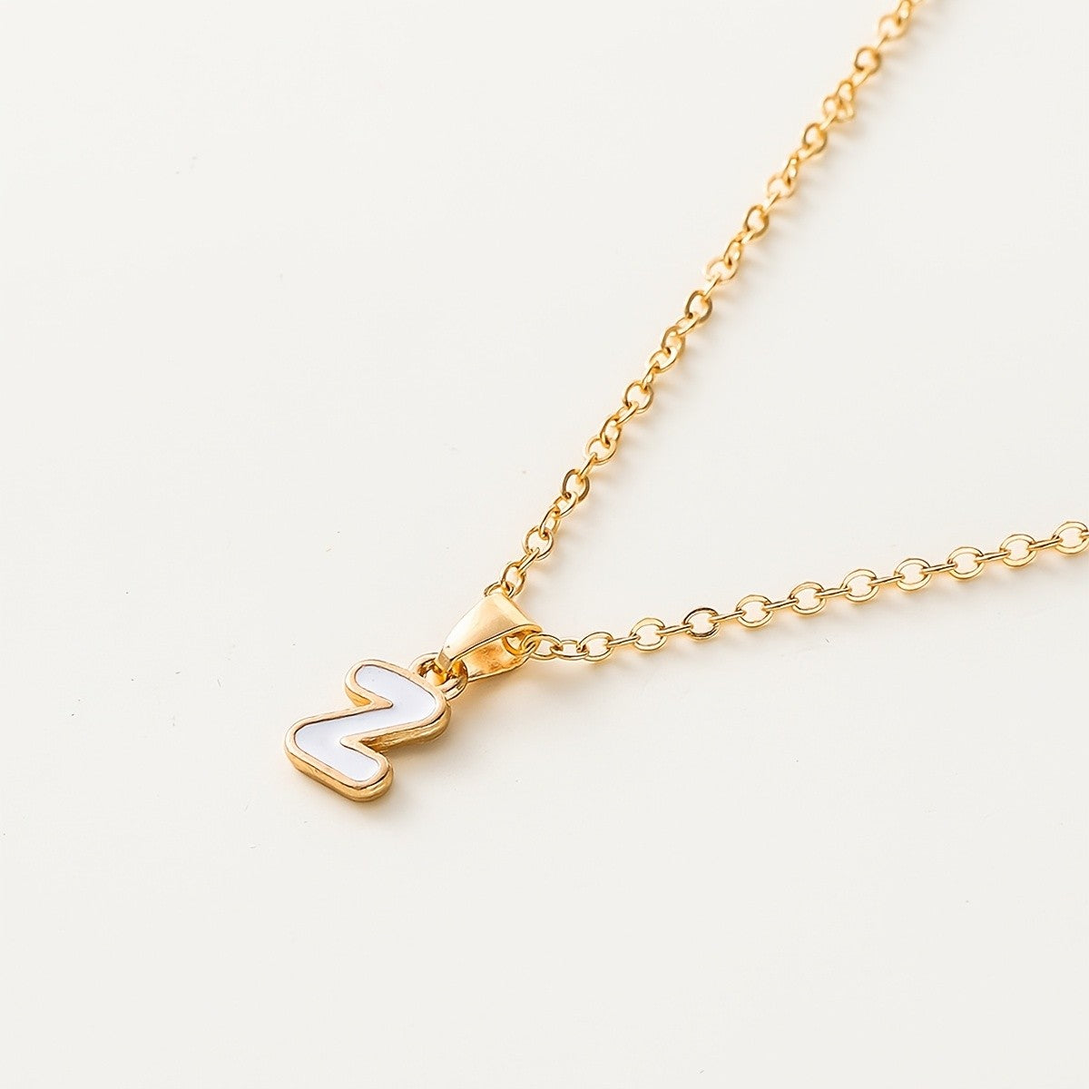 White Enamel Initial Necklace