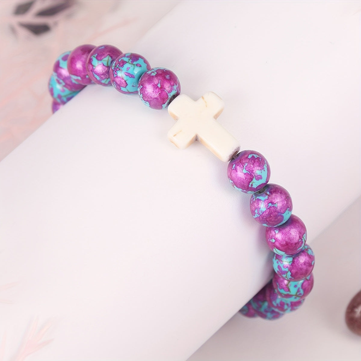 Marbled Pastel Cross Bracelet