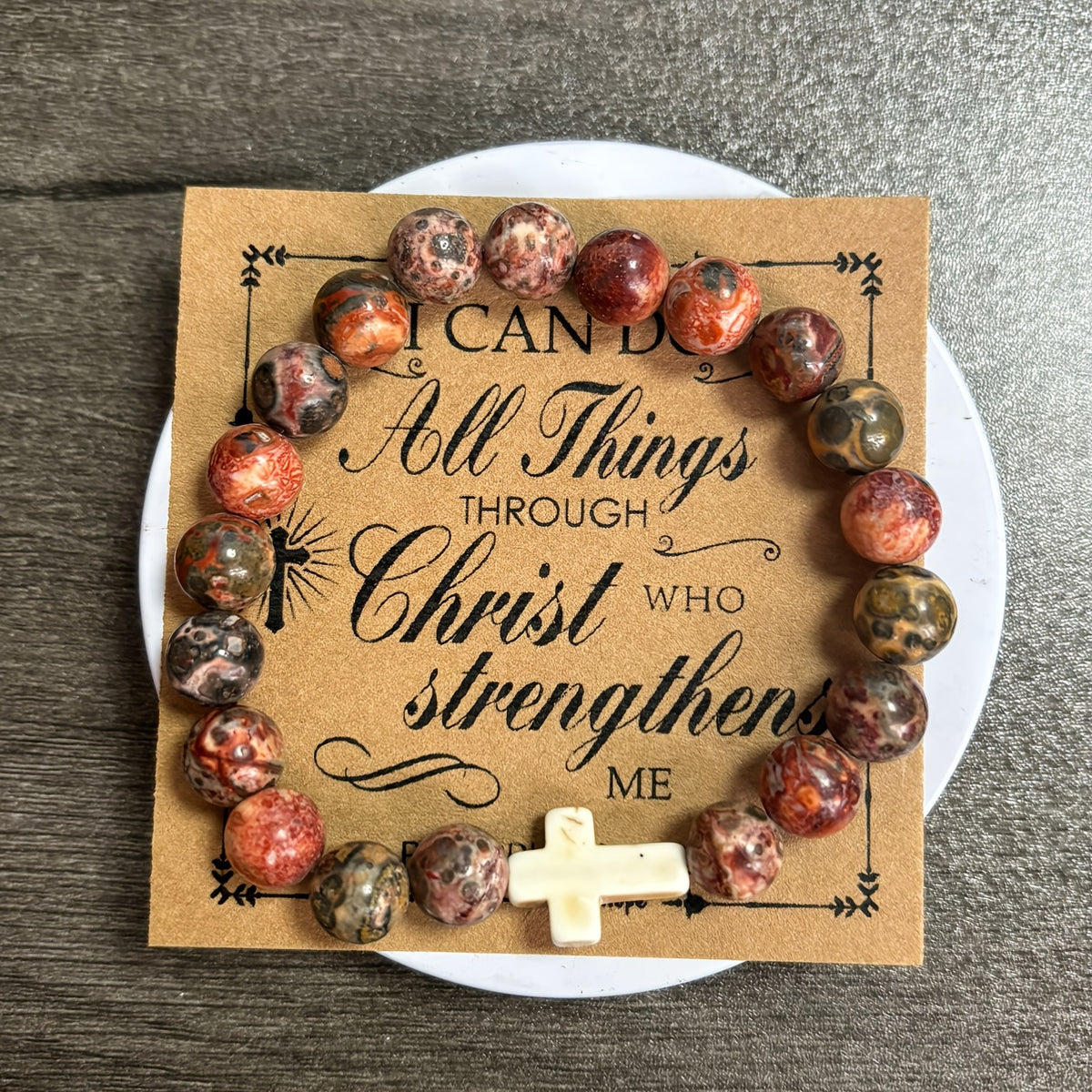 Marbled Pastel Cross Bracelet