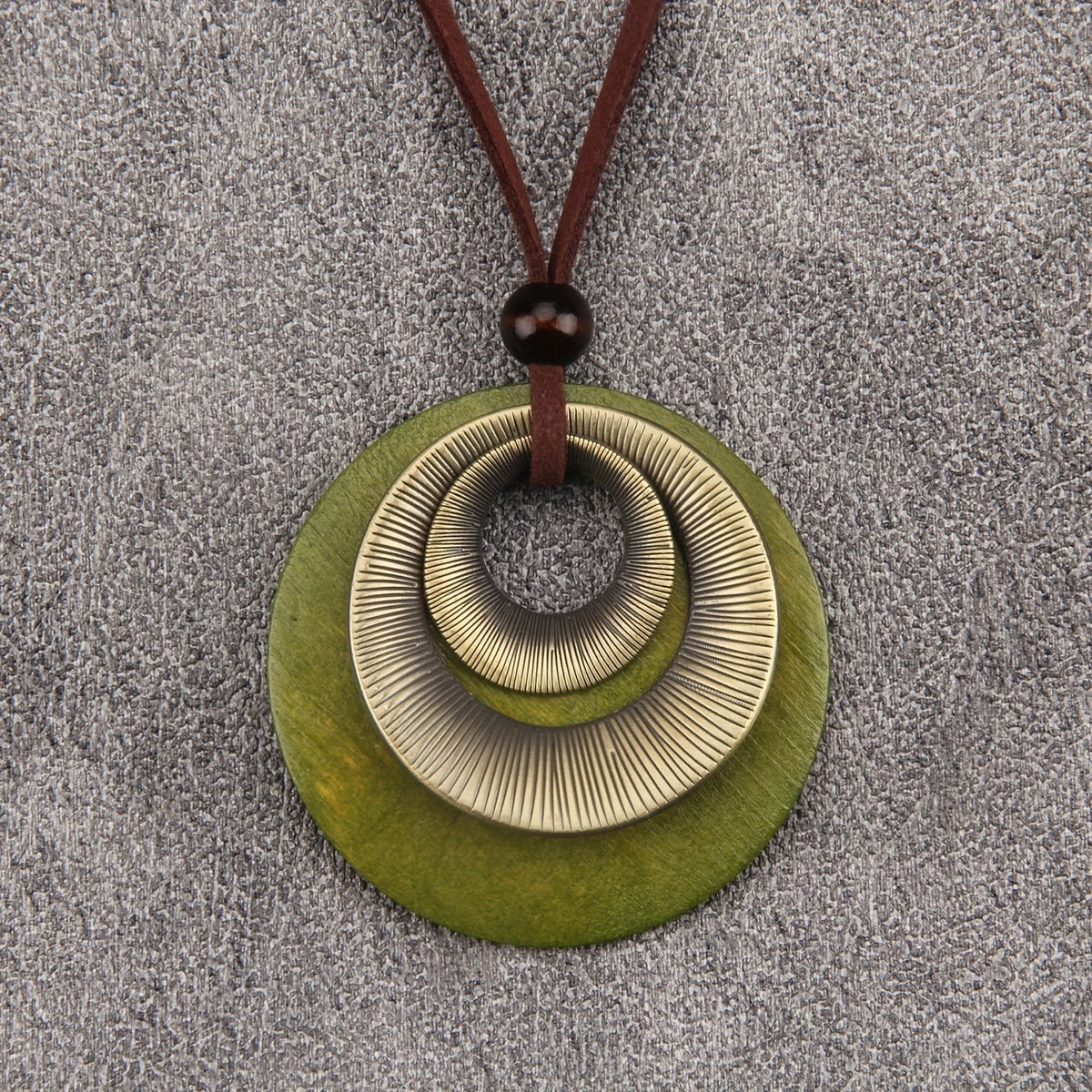 Concentric Circle Wood Pendant Necklace