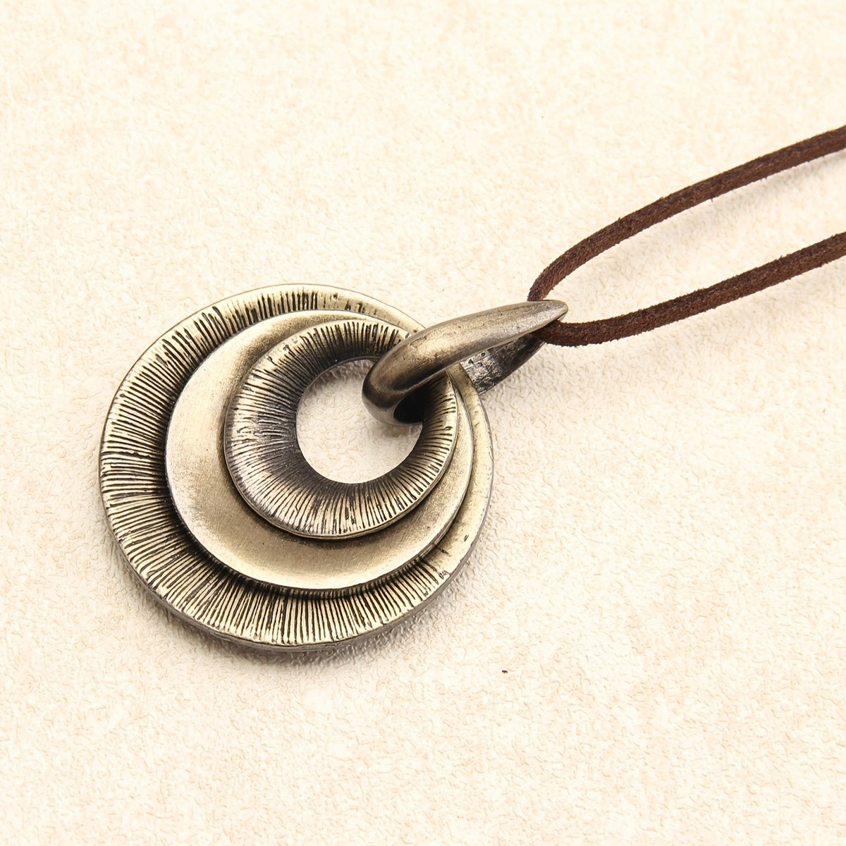 Concentric Circle Wood Pendant Necklace