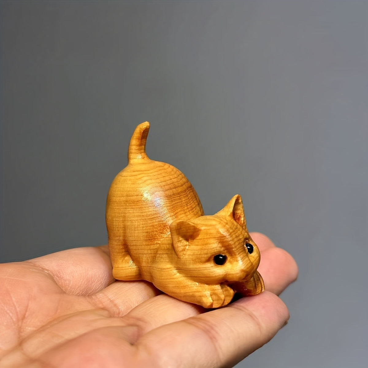 Wooden Cat Figurine
