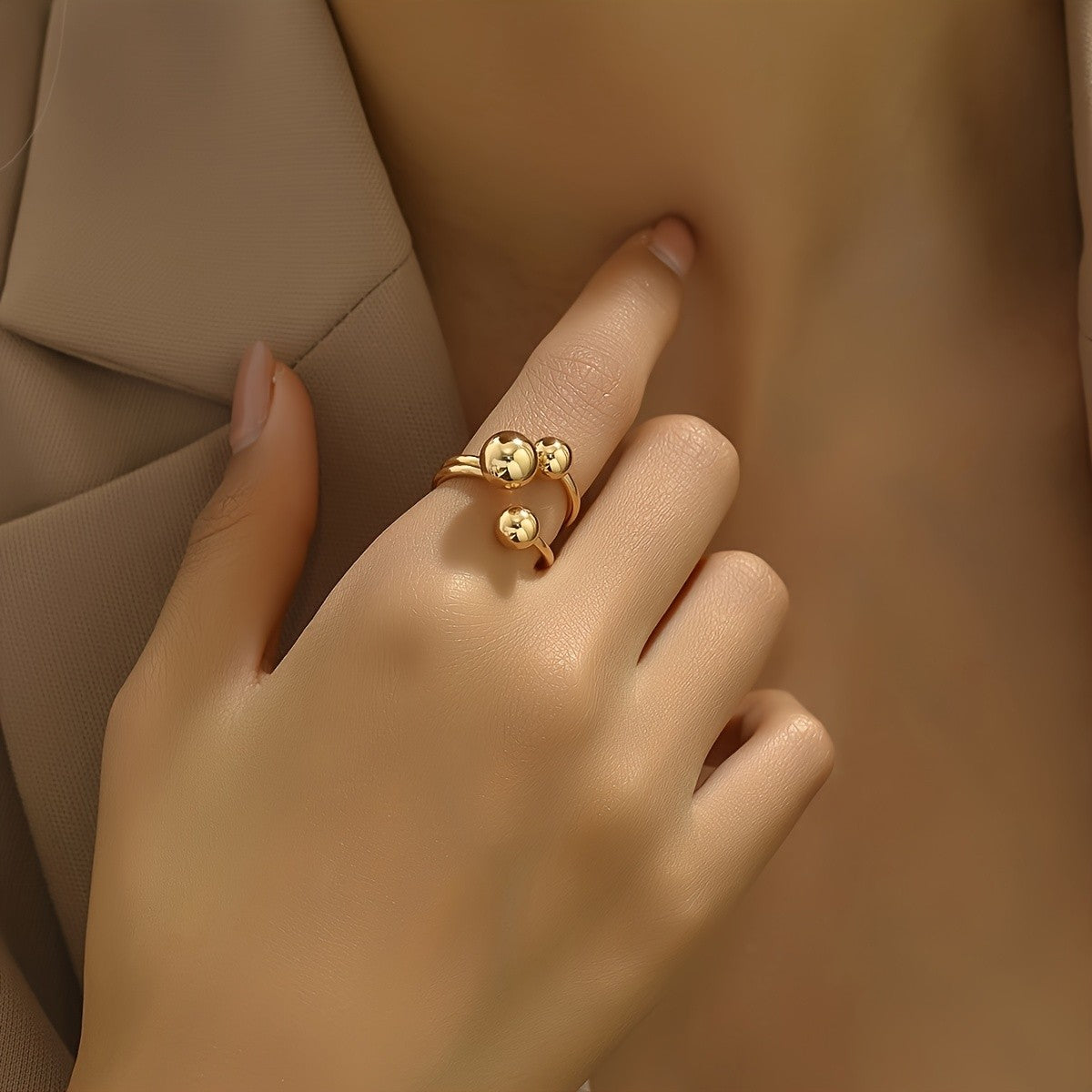 Gold-Tone Planet Open Ring