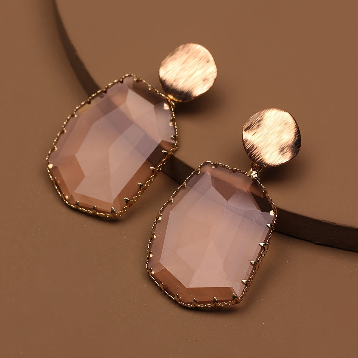 Faceted Geometric Drop Earrings