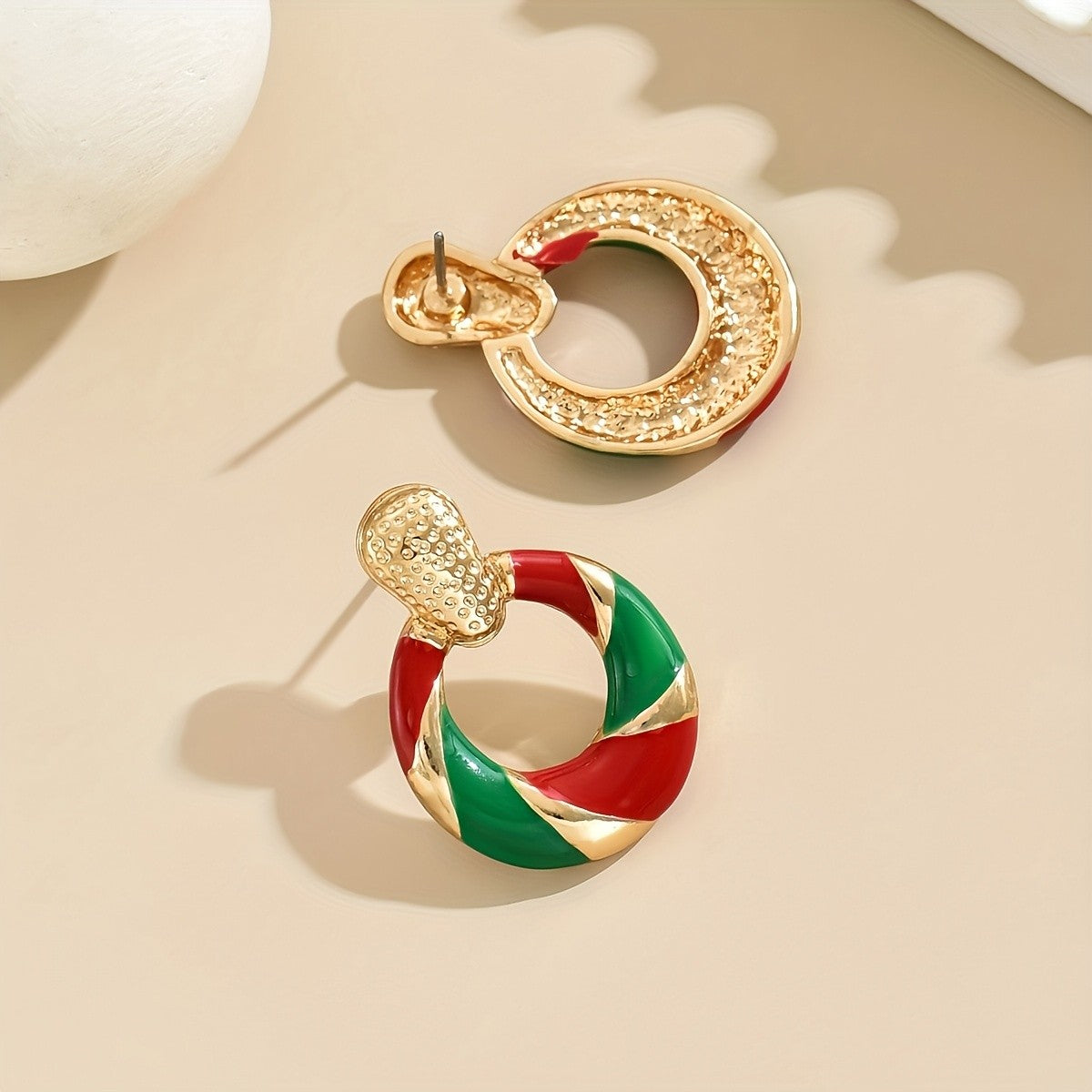 Red Green Swirl Hoop Earrings