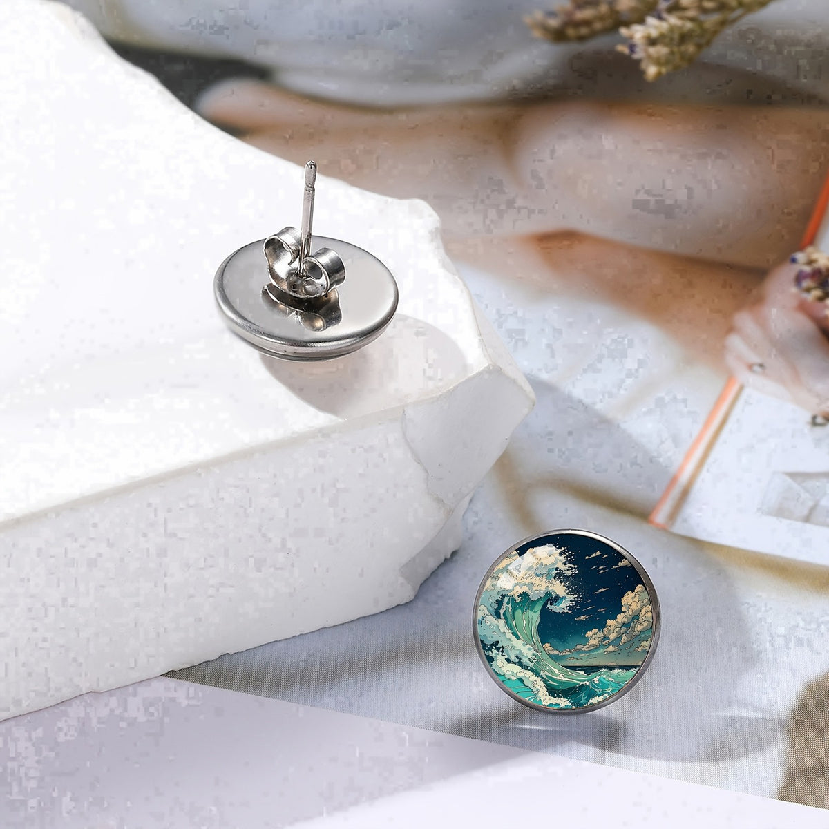Ocean Wave Stud Earrings