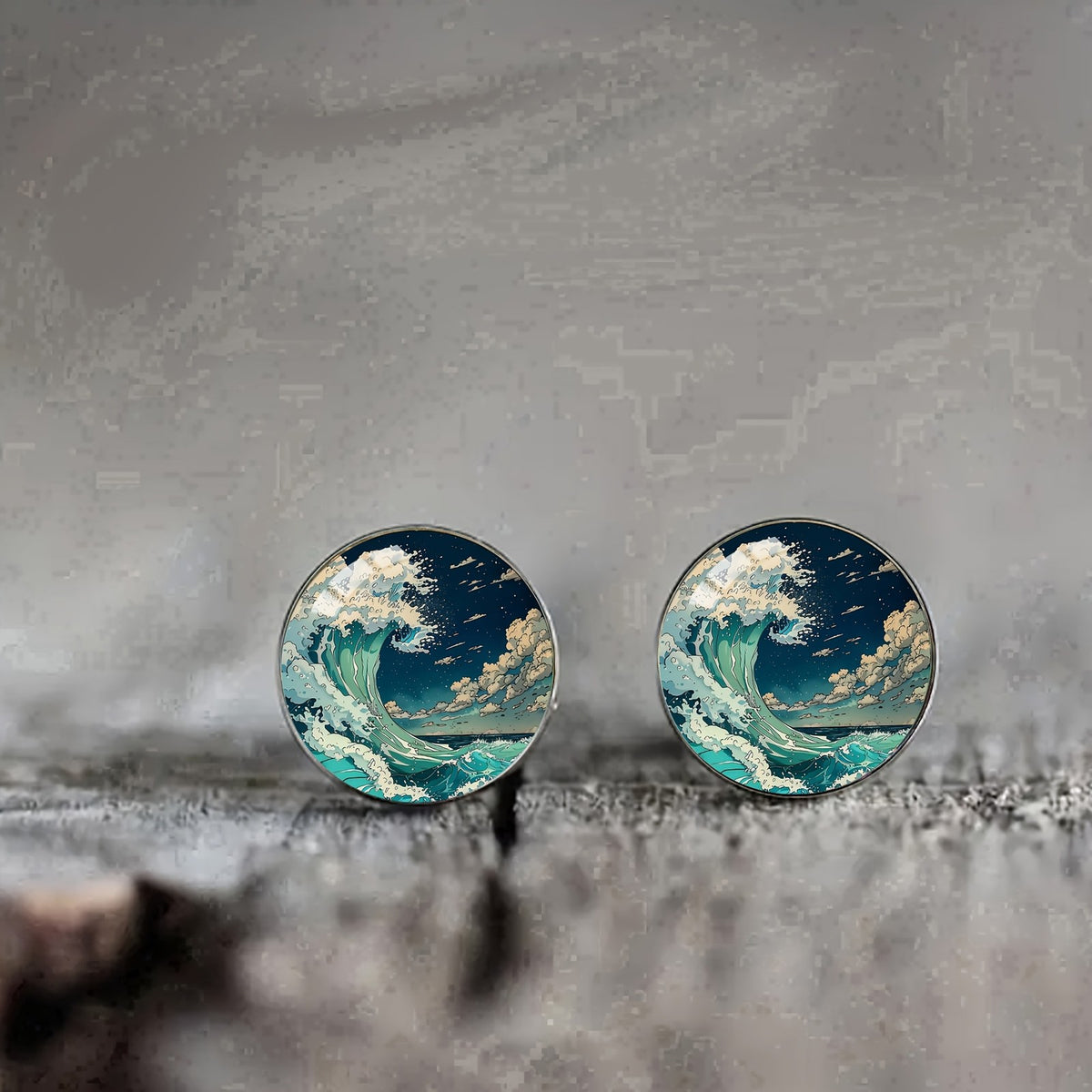 Ocean Wave Stud Earrings