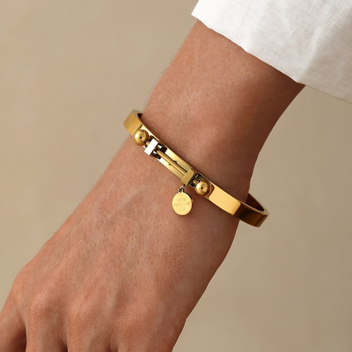 Engraved Disc Cuff Bangle