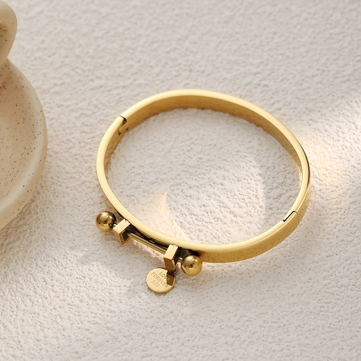 Engraved Disc Cuff Bangle
