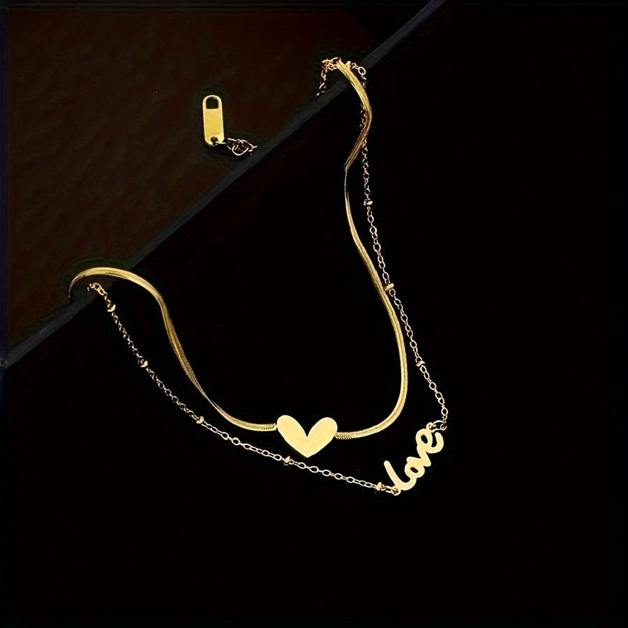 Heart & Love Script Anklet