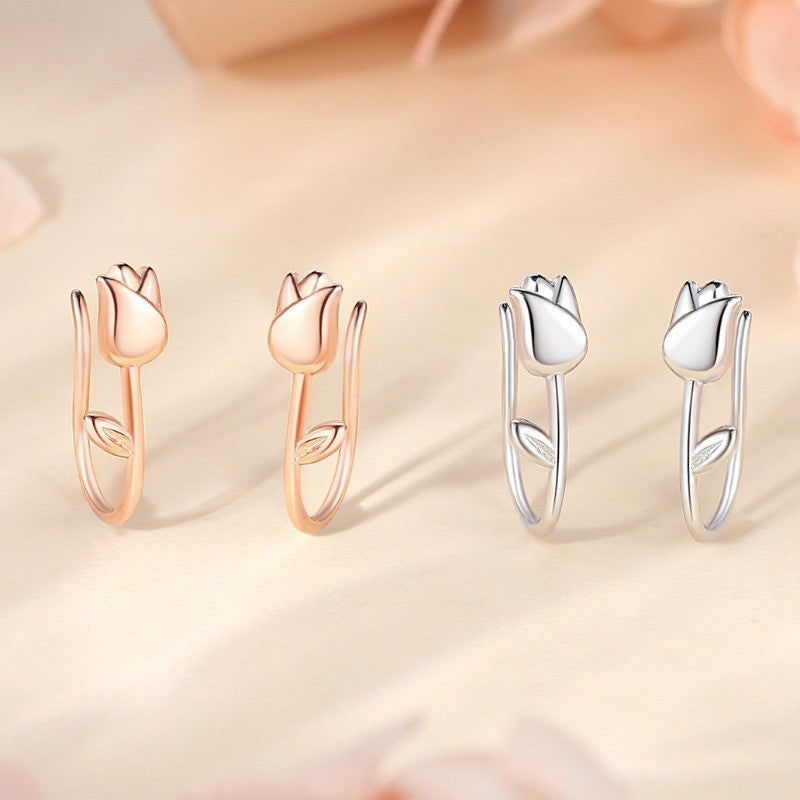 Curved Tulip Drop Earrings