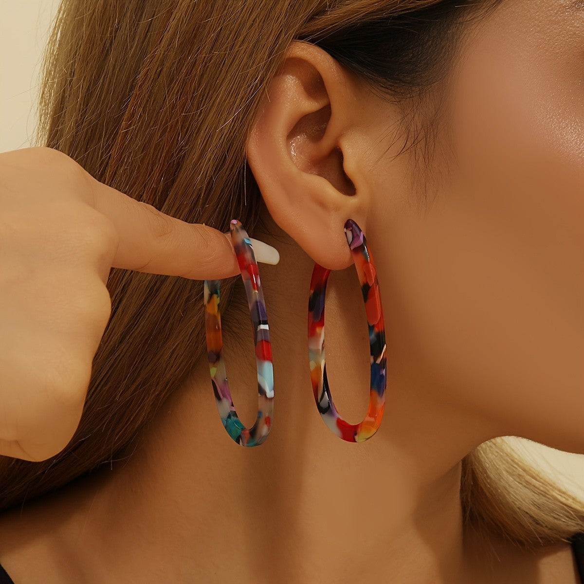 Multicolor Acrylic Hoop Earrings