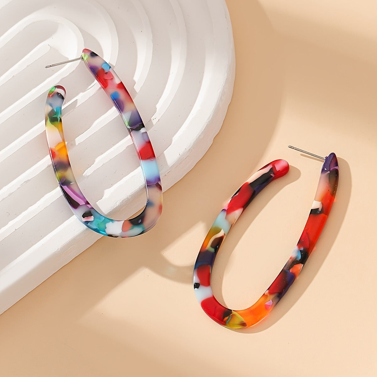 Multicolor Acrylic Hoop Earrings