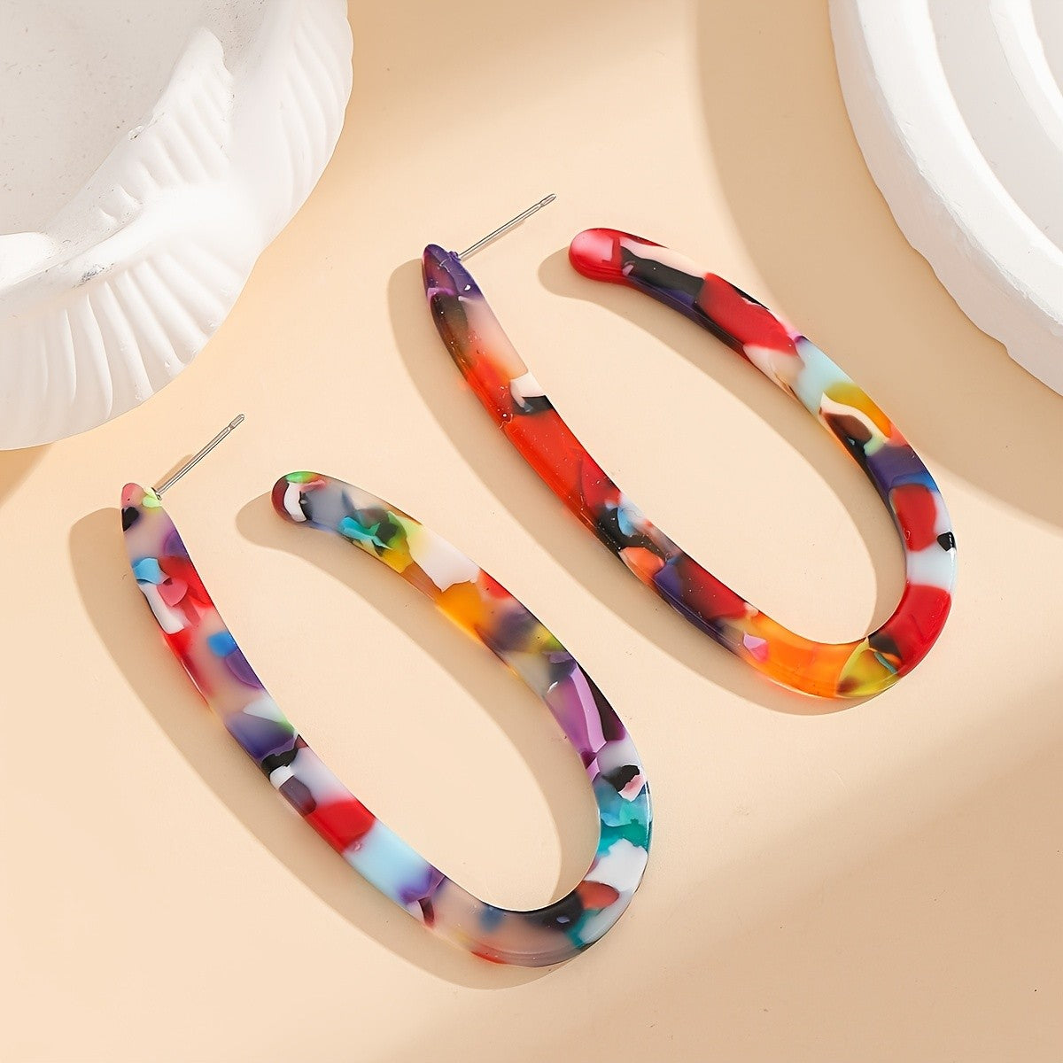 Multicolor Acrylic Hoop Earrings