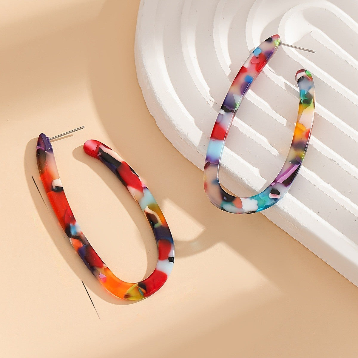 Multicolor Acrylic Hoop Earrings