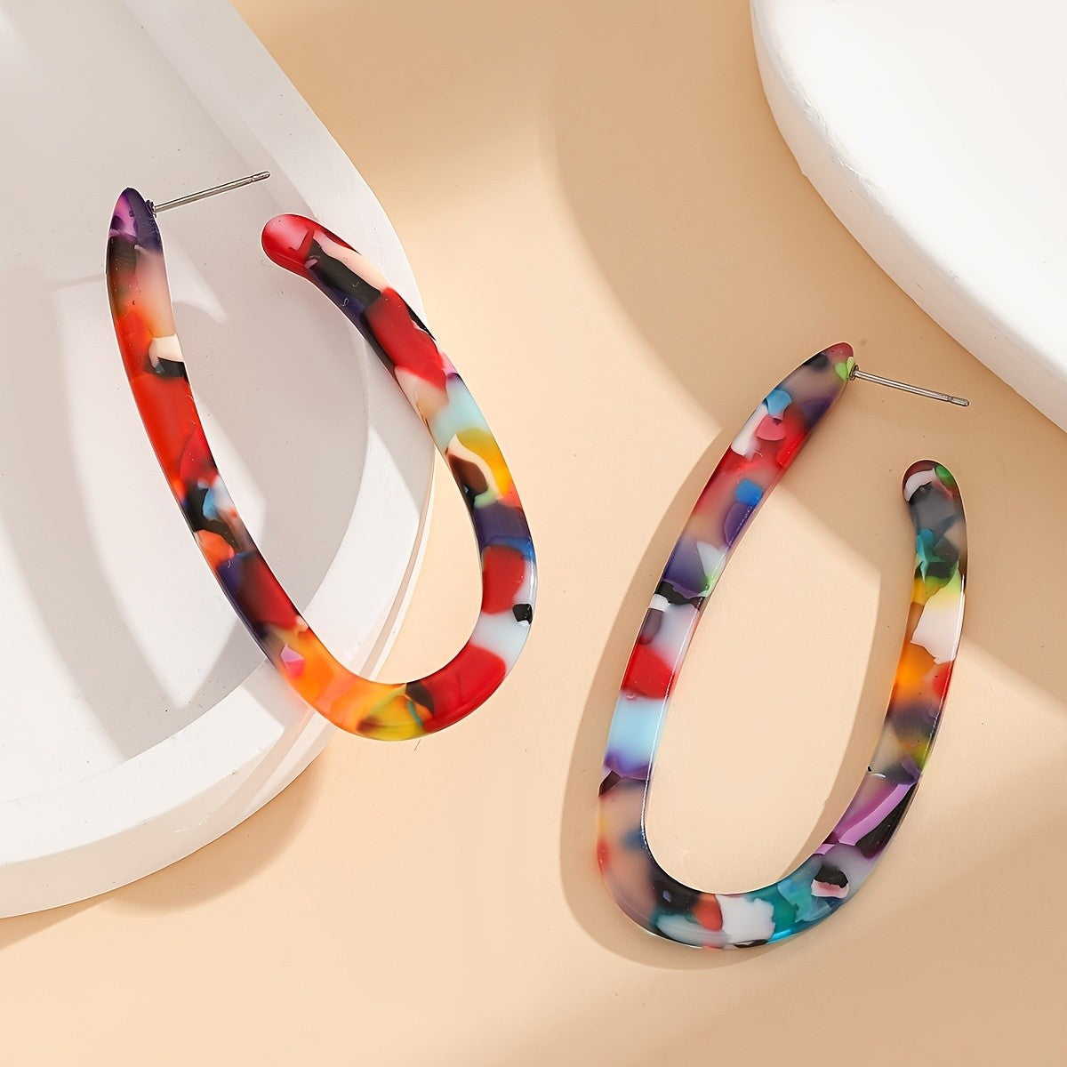 Multicolor Acrylic Hoop Earrings