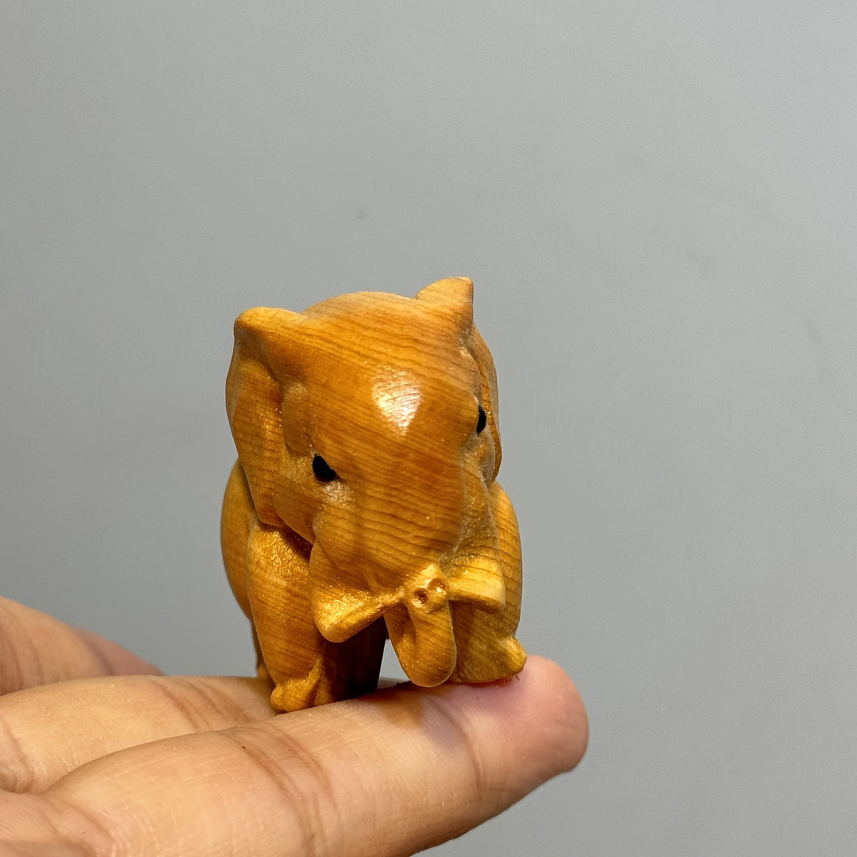 Handcrafted Wood Elephant Figurine