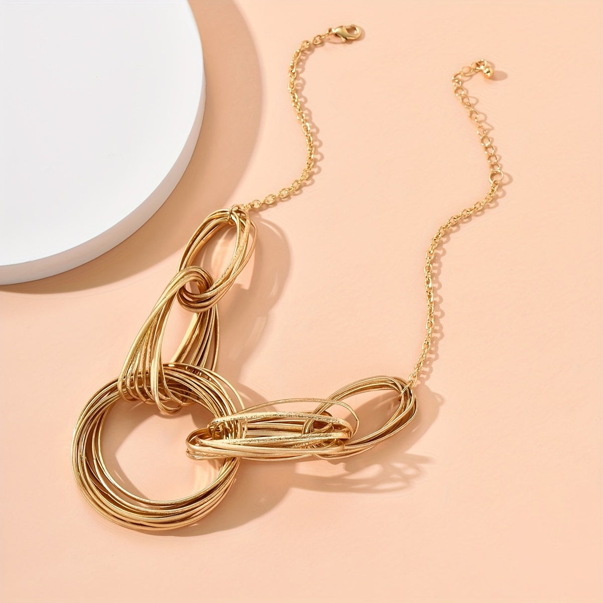 Geometric Interlocking Ring Necklace