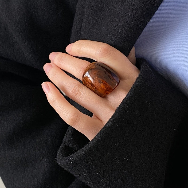 Amber Swirl Resin Ring