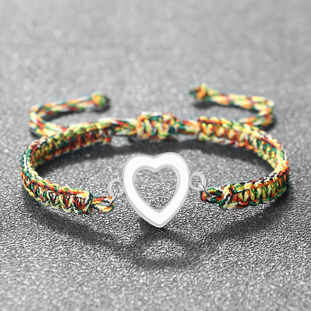 Enamel Heart Rope Bracelet
