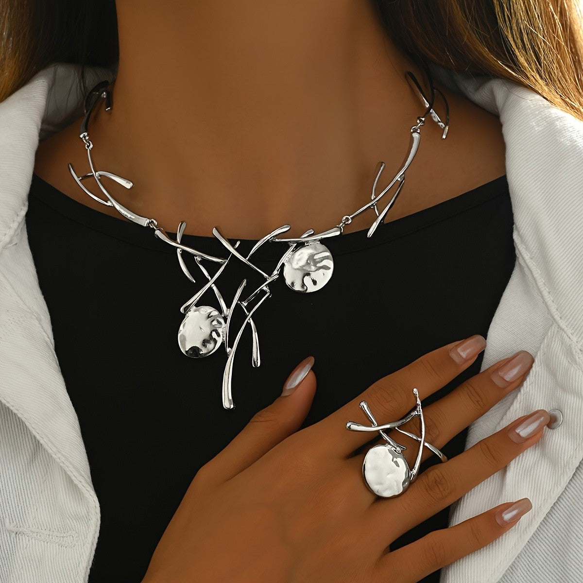 Branch & Oval Disc Jewelry Set