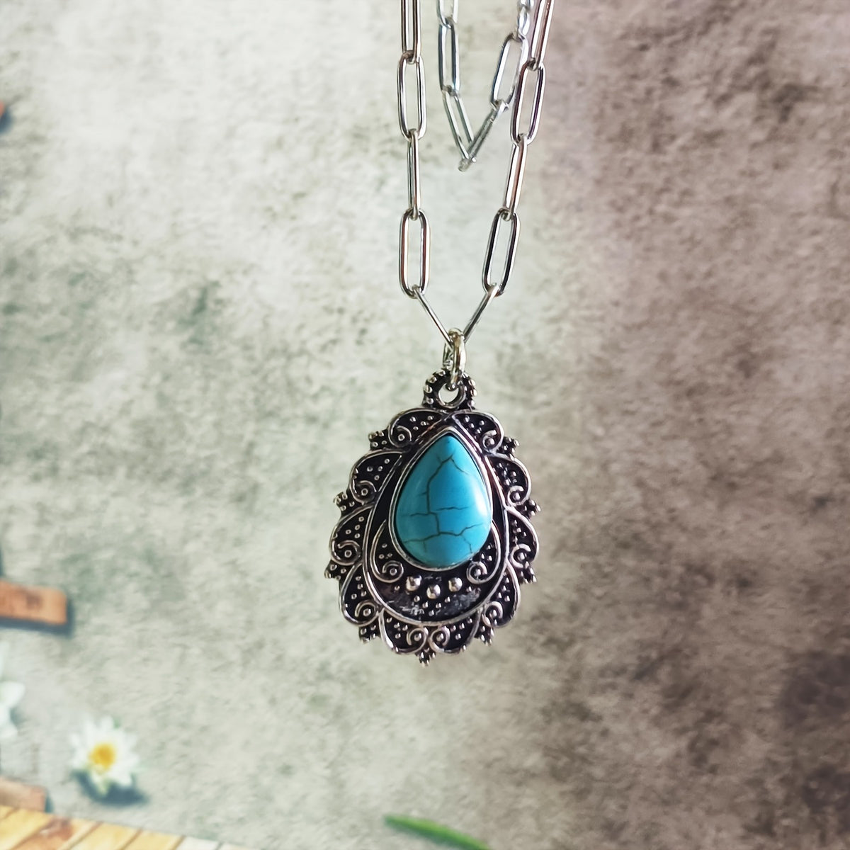 Ornate Filigree Turquoise Necklace