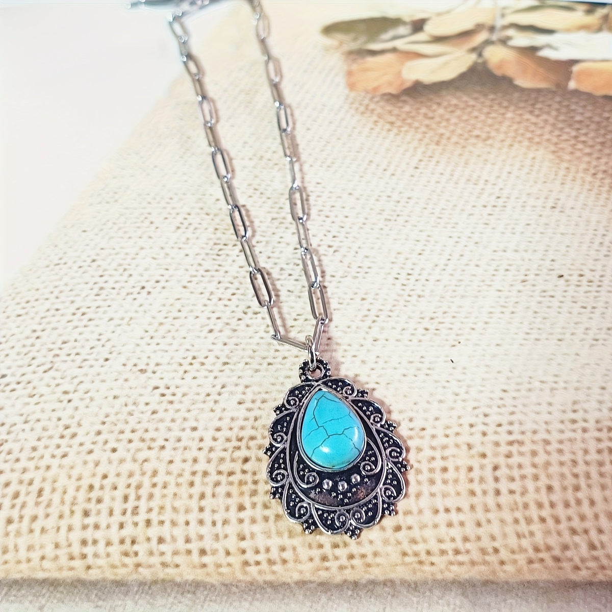 Ornate Filigree Turquoise Necklace
