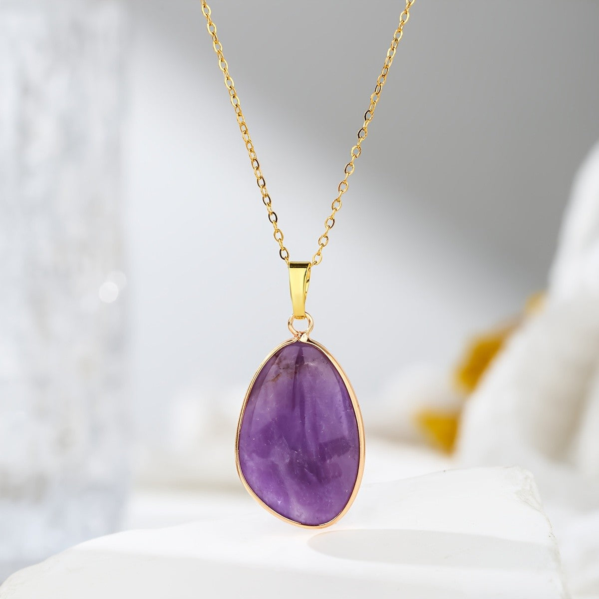 Iridescent Teardrop Stone Necklace