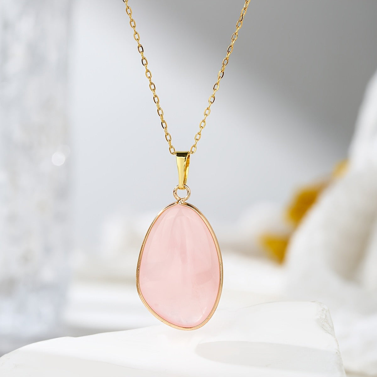 Iridescent Teardrop Stone Necklace