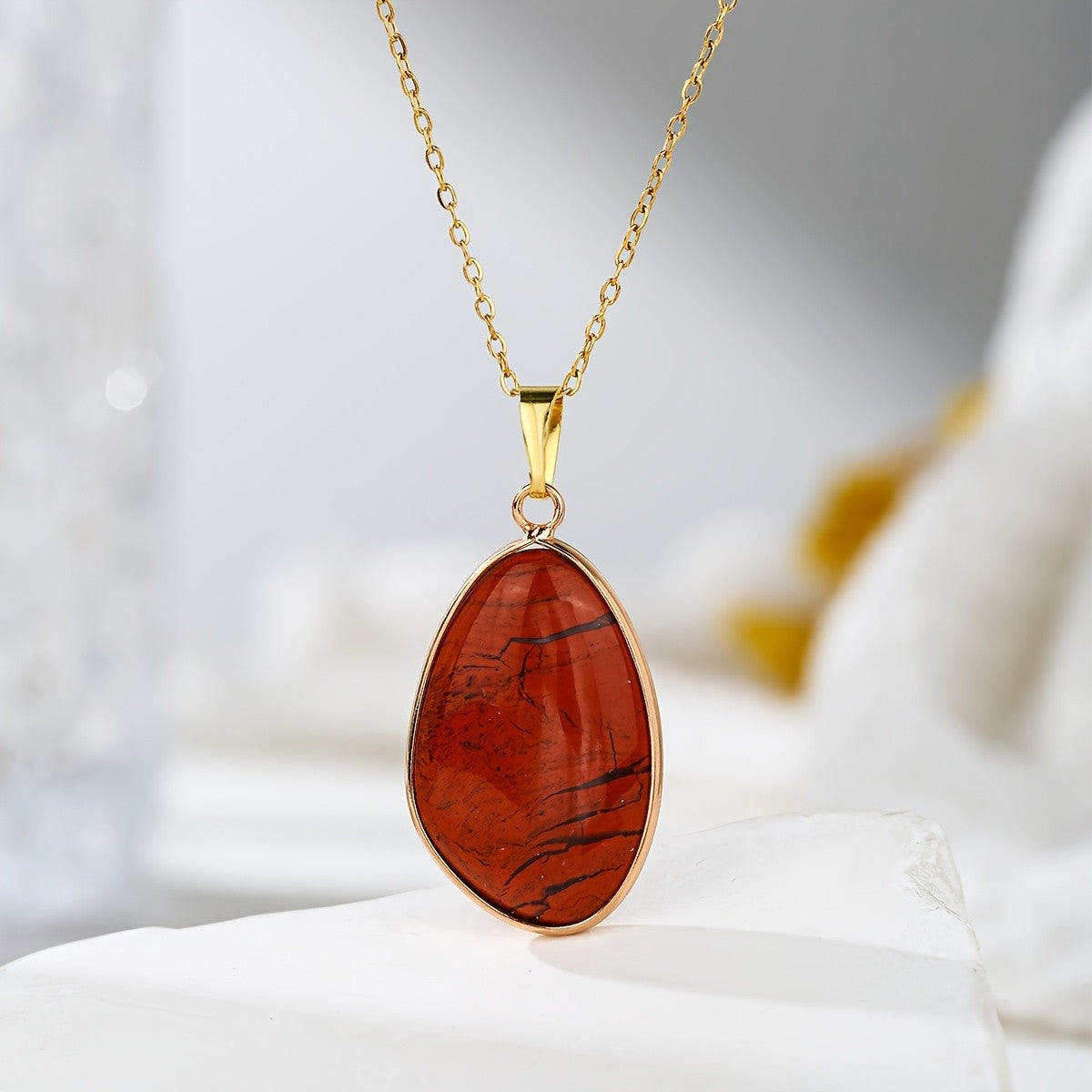 Iridescent Teardrop Stone Necklace