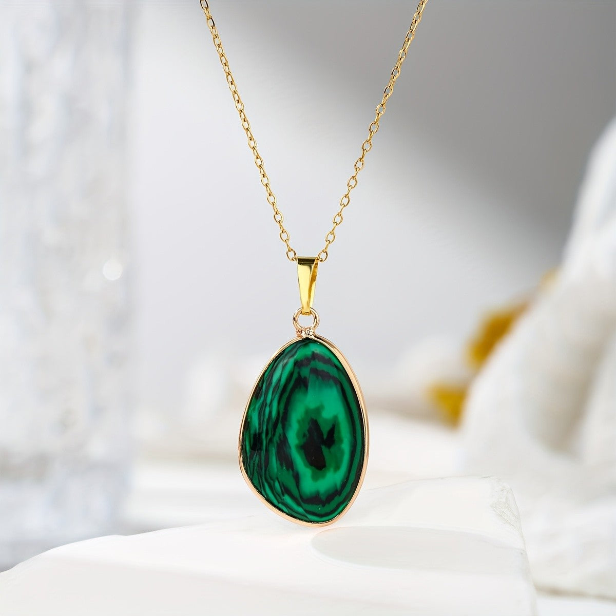 Iridescent Teardrop Stone Necklace