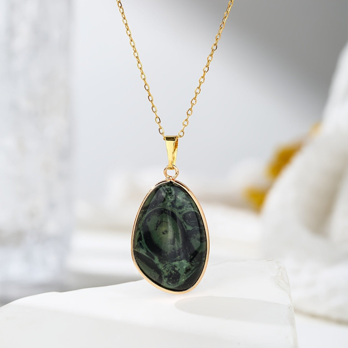 Iridescent Teardrop Stone Necklace