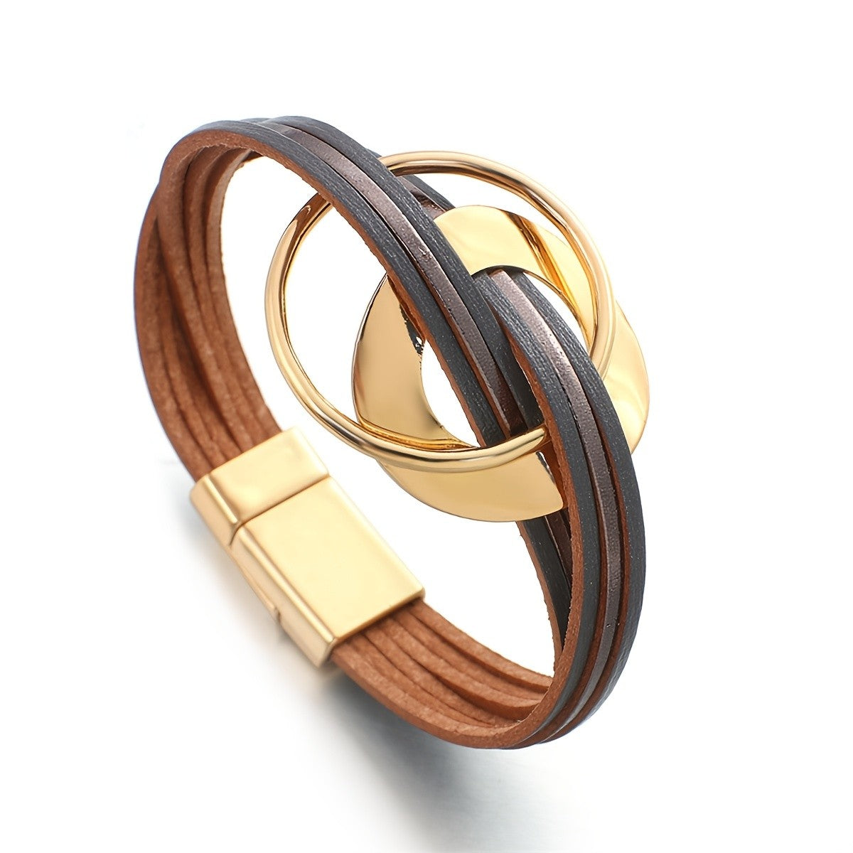 Layered Faux Leather Knot Bracelet