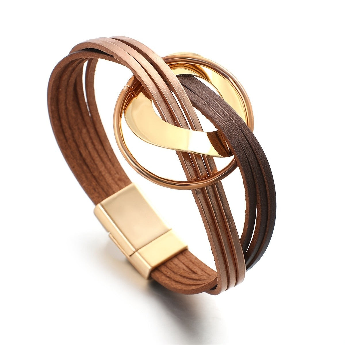 Layered Faux Leather Knot Bracelet