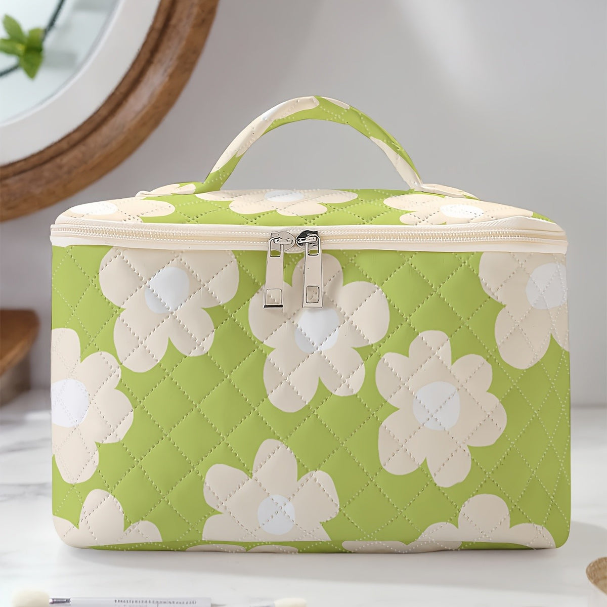 Daisy Quilted Cosmetic Bag