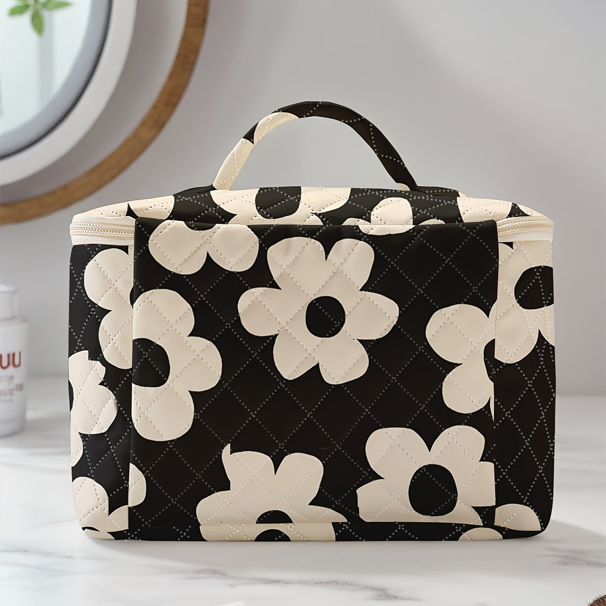 Daisy Quilted Cosmetic Bag