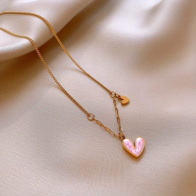 Open Heart Shell Inlay Necklace